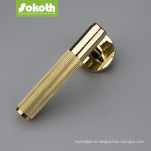PVD lock hot sale zinc gold knurled door handle